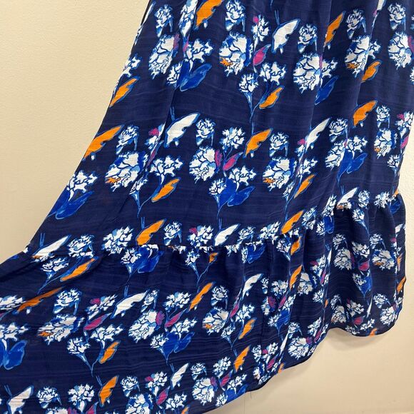 Tanya Taylor Blue Silk Floral Cold Shoulder Midi Dress 6 Women - Picture 5 of 11